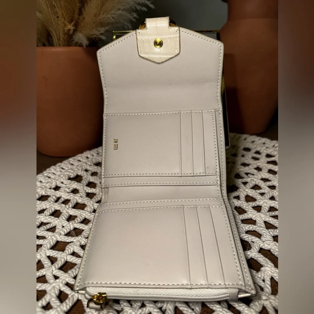 JW Pei Croc Embossed Mini Wallet Clutch Cream ✨ Gold Ring Vegan Leather - Picture 7 of 10